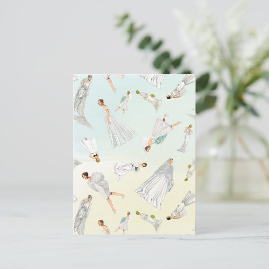 甘いヴィンテージのウェディングドレスパターン ポストカード (スタンド正面)