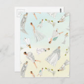 甘いヴィンテージのウェディングドレスパターン ポストカード (正面/裏面)