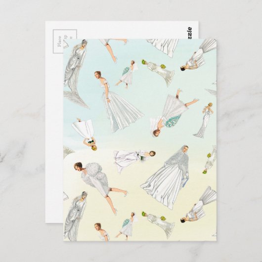 甘いヴィンテージのウェディングドレスパターン ポストカード (正面/裏面)