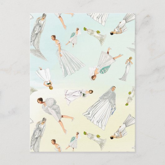 甘いヴィンテージのウェディングドレスパターン ポストカード (正面)