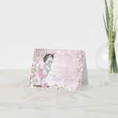 甘いヴィンテージのピンクのベビーシャワーのサンキューカード サンキューカード (正面)