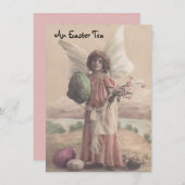 甘いヴィンテージの天使のイースター茶パーティの招待状 招待状 (正面/裏面)