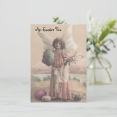 甘いヴィンテージの天使のイースター茶パーティの招待状 招待状 (スタンド正面)