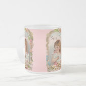 甘いヴィンテージの女の子 フロストグラスマグカップ (正面左)