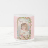 甘いヴィンテージの女の子 フロストグラスマグカップ (中央)