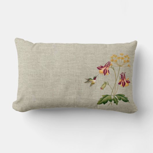 甘いヴィンテージの花のハチドリの植物園 ランバークッション (正面)
