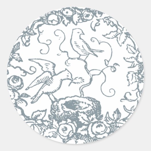 甘いヴィンテージの鳥の巣ベビーシャワー ラウンドシール (正面)