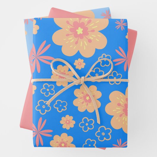 甘いヴィンテージオレンジフローラルパターン ラッピングペーパーシート (インサイチュ)