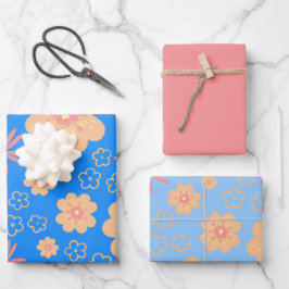 甘いヴィンテージオレンジフローラルパターン ラッピングペーパーシート
