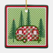 甘いヴィンテージキャンパートレーラークリスマス セラミックオーナメント (裏面)