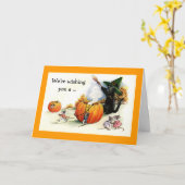 甘いヴィンテージハロウィーンのグリーティングカード カード (黄色い花)