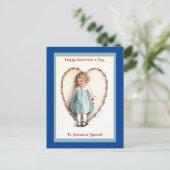 甘いヴィンテージバレンタインの女の子のイメージはがきにてね ポストカード (スタンド正面)