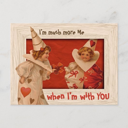 甘いヴィンテージピエロCC0658バレンタイン葉書 シーズンポストカード (正面)