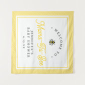 甘いヴィンテージママとビーの赤ちゃんシャワー歓迎サイン タペストリー (正面(横))