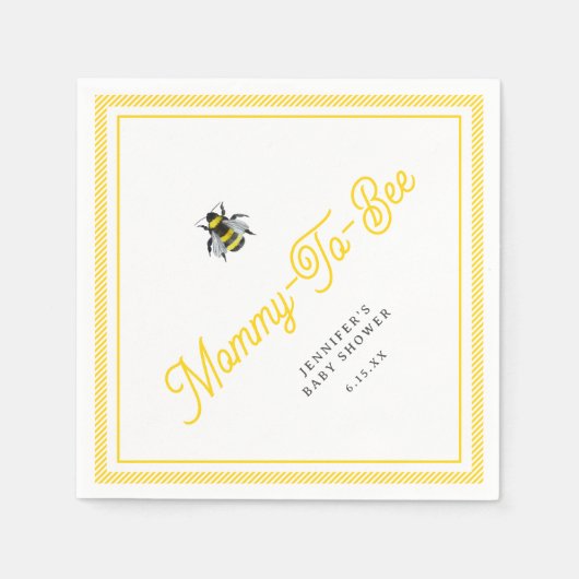 甘いヴィンテージママとビーの赤ちゃんシャワー スタンダードカクテルナプキン (正面)