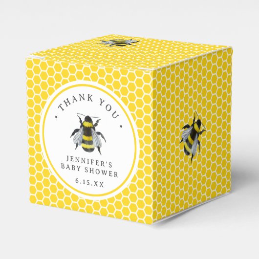 甘いヴィンテージママとビー黄色の赤ちゃんシャワー フェイバーボックス (正面サイド)