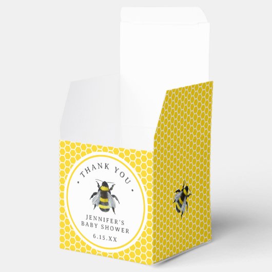 甘いヴィンテージママとビー黄色の赤ちゃんシャワー フェイバーボックス (オープン)