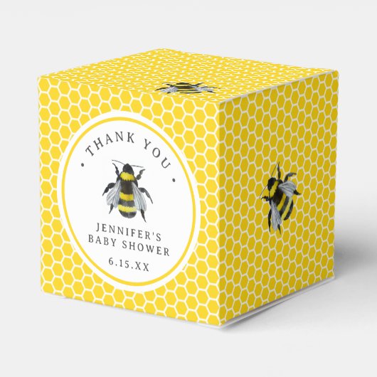 甘いヴィンテージママとビー黄色の赤ちゃんシャワー フェイバーボックス (裏面サイド)