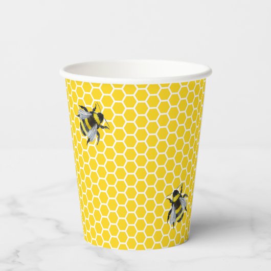 甘いヴィンテージママとビー黄色の赤ちゃんシャワー 紙コップ