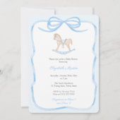 甘いヴィンテージロッキングホースボーイベビーシャワーパーティー 招待状 (正面)