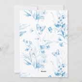 甘いヴィンテージ花模様ブルーその男の子の赤ちゃんシャワー 招待状 (裏面)