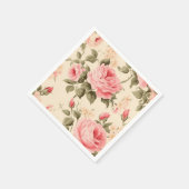甘いヴィンテージ英語バラ スタンダードカクテルナプキン (角)
