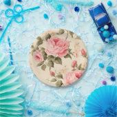 甘いヴィンテージ英語バラ ペーパープレート (パーティー)