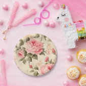 甘いヴィンテージ英語バラ ペーパープレート (パーティー)