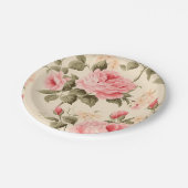 甘いヴィンテージ英語バラ ペーパープレート (アングル)