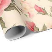 甘いヴィンテージ英語バラ ラッピングペーパー (ロールコーナー)