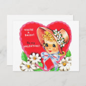 甘いヴィンテージ1950s小さな女の子バレンタインポストカード ポストカード (正面/裏面)