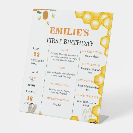 甘い一つになるベビー1st誕生日マイルストーンのサイン 台座サイン (正面)