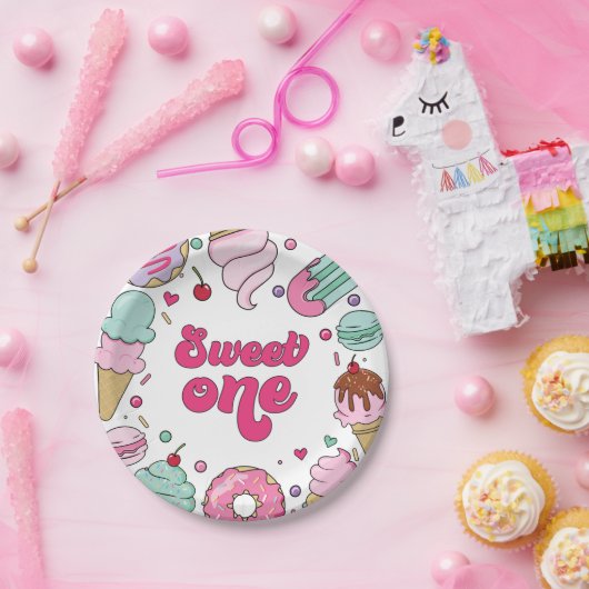 甘い一振りアイスクリームとケーキ誕生日 ペーパープレート (パーティー)