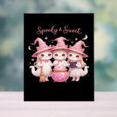 甘い不気味かわいい魔女猫Tシャツ アクリルサイン (ニュートラル)