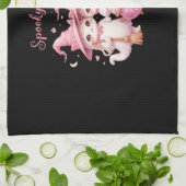 甘い不気味かわいい魔女猫Tシャツ キッチンタオル (折り畳み)