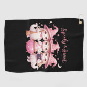 甘い不気味かわいい魔女猫Tシャツ ゴルフタオル (横)