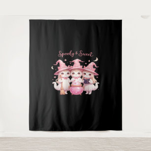 甘い不気味かわいい魔女猫Tシャツ タペストリー