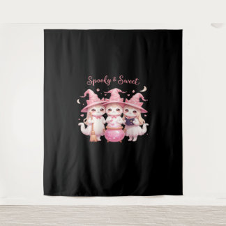 甘い不気味かわいい魔女猫Tシャツ タペストリー