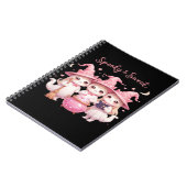 甘い不気味かわいい魔女猫Tシャツ ノートブック (左側)