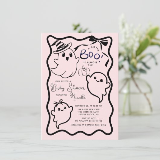 甘い不気味小さなブーブベイビーシャワー 招待状 (スタンド正面)