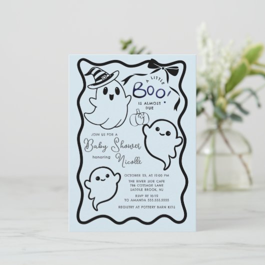 甘い不気味小さなブーブベイビーシャワー 招待状 (スタンド正面)