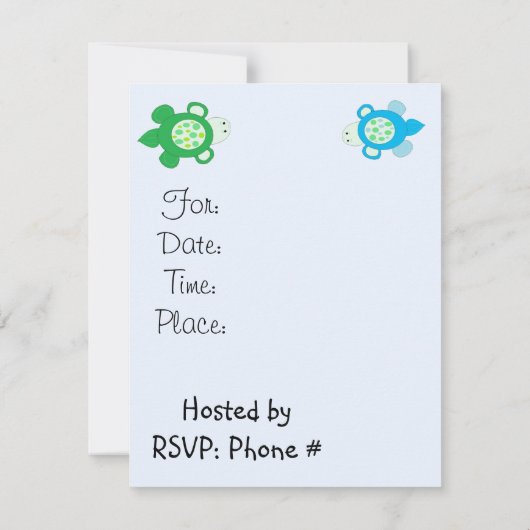 甘い亀の赤ちゃんシャワー 招待状 (裏面)