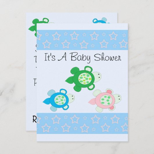 甘い亀の赤ちゃんシャワー 招待状 (正面/裏面)