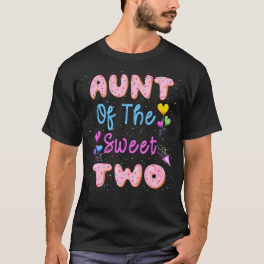 甘い二つのドーナツの誕生日パーティーの叔母 Tシャツ (正面)