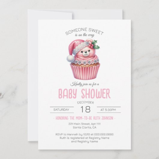 甘い人がカップケーキの赤ちゃんシャワーを途中にある 招待状 (正面)