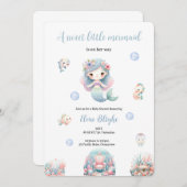 甘い人魚のバビーシャワー人魚招待状 招待状 (正面/裏面)