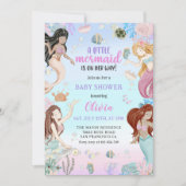 甘い人魚の女の子の赤ちゃんシャワーパーティー 招待状 (正面)