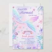甘い人魚の女の子の赤ちゃんシャワーパーティー 招待状 (正面)