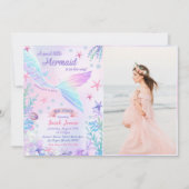 甘い人魚の赤ちゃんシャワーパーティー写真 招待状 (正面)