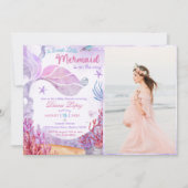 甘い人魚の赤ちゃんシャワーパーティー写真 招待状 (正面)